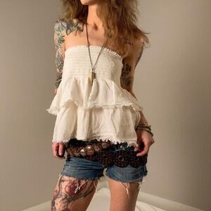 Boho Ruffle Tube Top – Aerie (Small)